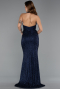 Abendkleid Lang Perlenbesetzt Marineblau ABU5403