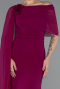 Standesamtkleid Lang Chiffon Pflaume ABU5418