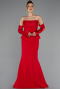 Abendkleid im Meerjungfrau-Stil Lang Rot ABU5421
