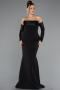 Abendkleid im Meerjungfrau-Stil Lang Schwarz ABU5421