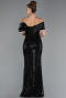 Abendkleid Lang Perlenbesetzt Schwarz ABU5434