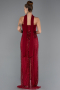 Abendkleid Lang Perlenbesetzt Weinrot ABU5438
