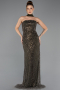 Abendkleid Lang Perlenbesetzt Dunkles Khaki ABU5438