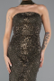 Abendkleid Lang Perlenbesetzt Dunkles Khaki ABU5438