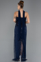 Abendkleid Lang Perlenbesetzt Marineblau ABU5438
