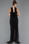 Abendkleid Lang Perlenbesetzt Schwarz ABU5438
