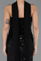 Abendkleid Lang Perlenbesetzt Schwarz ABU5438