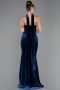 Abendkleid Lang Samt Marineblau ABU5437