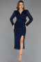 Partykleid Midi Perlenbesetzt Marineblau ABK2466