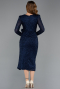 Partykleid Midi Perlenbesetzt Marineblau ABK2466