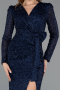 Partykleid Midi Perlenbesetzt Marineblau ABK2466