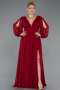 Weinrot Kleider İn Großen Größen Chiffon Lang ABU1988