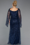 Abendkleid in Übergröße Lang Perlenbesetzt Marineblau ABU5067