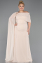 Abendgarderobe in Großen Größen Lang Chiffon Beige ABU5419
