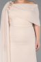 Abendgarderobe in Großen Größen Lang Chiffon Beige ABU5419