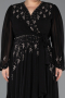 Abendkleid in Übergröße Lang Chiffon Schwarz ABU5360