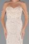 Abendkleid Lang Perlenbesetzt Beige ABU5477