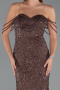 Abendkleid Lang Perlenbesetzt Braun ABU5477