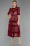 Weinrot Abendkleid Spitze Midi ABK1388