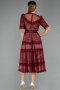 Weinrot Abendkleid Spitze Midi ABK1388