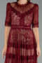 Weinrot Abendkleid Spitze Midi ABK1388