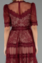 Weinrot Abendkleid Spitze Midi ABK1388