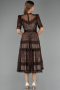 Braun Abendkleid Spitze Midi ABK1388
