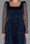 Partykleid Midi Perlenbesetzt Marineblau ABK2469