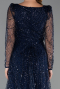 Partykleid Midi Perlenbesetzt Marineblau ABK2469