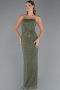 Abendkleid Lang Perlenbesetzt Khaki ABU5483