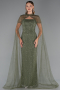 Abendkleid Lang Perlenbesetzt Khaki ABU5483