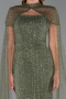 Abendkleid Lang Perlenbesetzt Khaki ABU5483