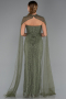 Abendkleid Lang Perlenbesetzt Khaki ABU5483