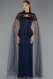 Abendkleid Lang Perlenbesetzt Marineblau ABU5483
