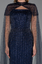 Abendkleid Lang Perlenbesetzt Marineblau ABU5483