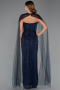 Abendkleid Lang Perlenbesetzt Marineblau ABU5483
