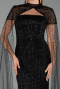 Abendkleid Lang Perlenbesetzt Schwarz ABU5483