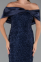 Partykleid Midi Perlenbesetzt Marineblau ABK2461