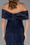 Partykleid Midi Perlenbesetzt Marineblau ABK2461