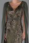 Abendkleid Lang Perlenbesetzt Khaki ABU5248