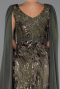 Abendkleid Lang Perlenbesetzt Khaki ABU5248