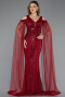 Abendkleid Lang Perlenbesetzt Weinrot ABU5497