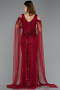 Abendkleid Lang Perlenbesetzt Weinrot ABU5497