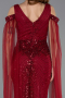 Abendkleid Lang Perlenbesetzt Weinrot ABU5497