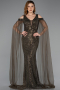 Abendkleid Lang Perlenbesetzt Khaki ABU5497