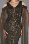 Abendkleid Lang Perlenbesetzt Khaki ABU5497