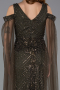 Abendkleid Lang Perlenbesetzt Khaki ABU5497