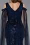 Abendkleid Lang Perlenbesetzt Marineblau ABU5497