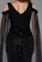 Abendkleid Lang Perlenbesetzt Schwarz ABU5497