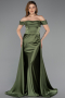 Abendkleid Lang Satin Khaki ABU5507